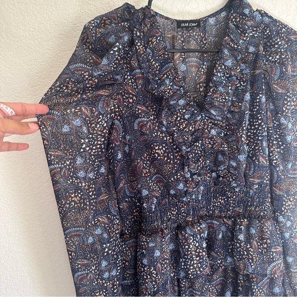 Dear John ADALYN TIERED SKIRT DRESS FEATHERED PAISLEY Size Small - Picture 4 of 10